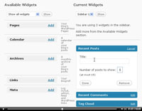 using wordpress widgets